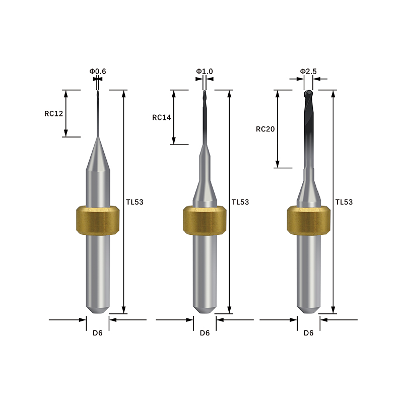 350i burs PMMA, Zirconia size