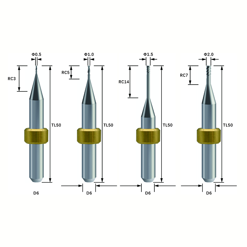 size of milling burs flat shape for milling metal 